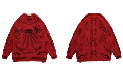 Skull Rose Knitted Streetwear