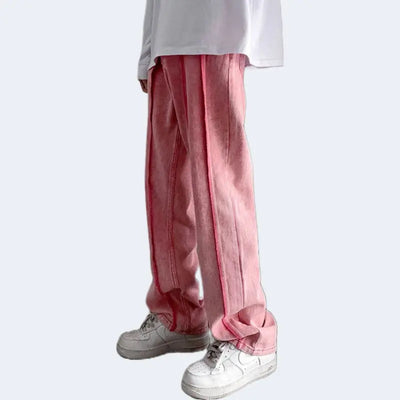 pink Casual Baggy Jeans, white air force