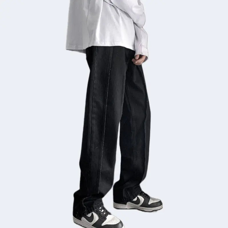 black Casual Baggy Jeans, white & black air force