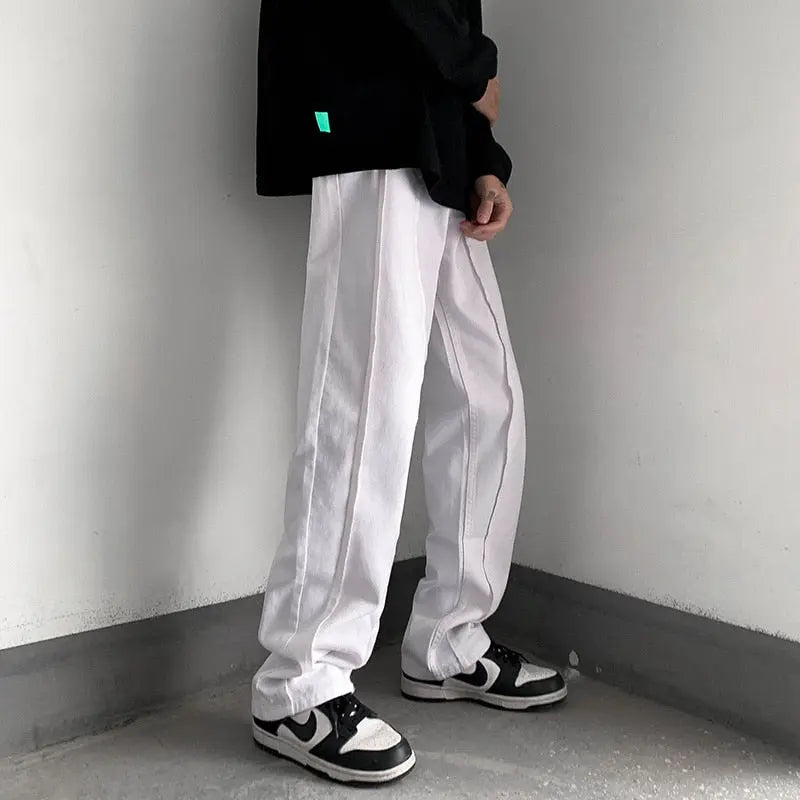 white Casual Baggy Jeans, white& black  air force