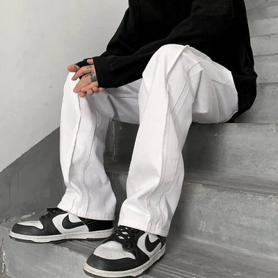 white Casual Baggy Jeans, black &white air force